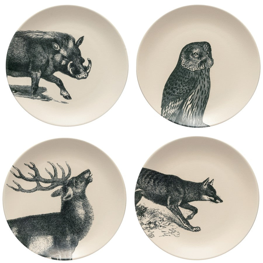 Set of 4 dessert plates - wild animals
