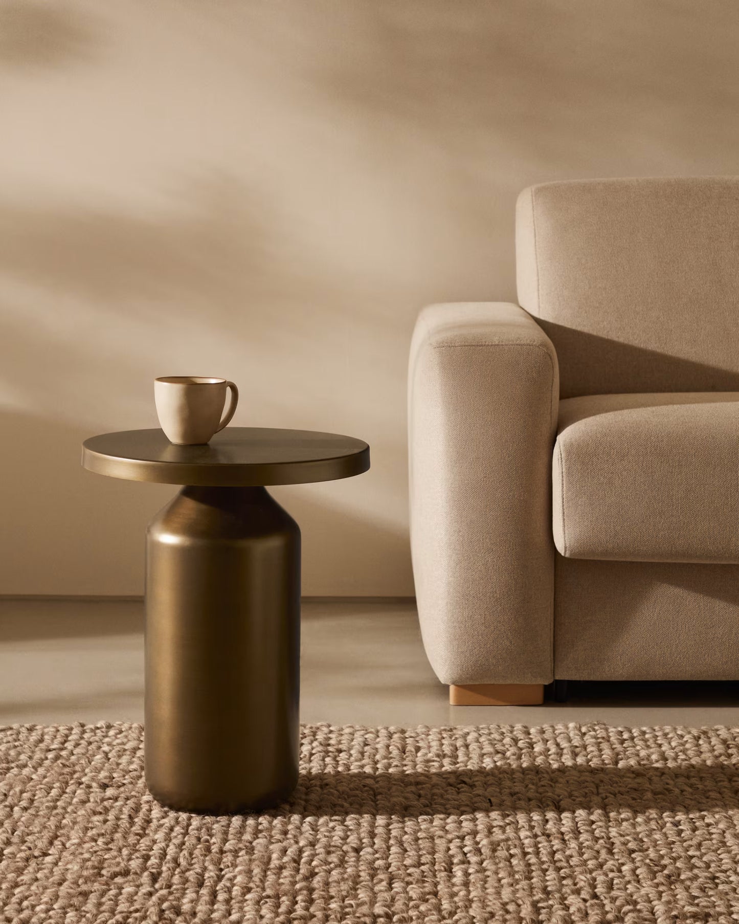 Brushed copper side table