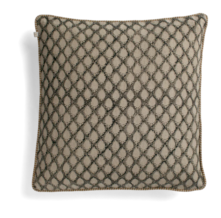 Oriental black linen pillow