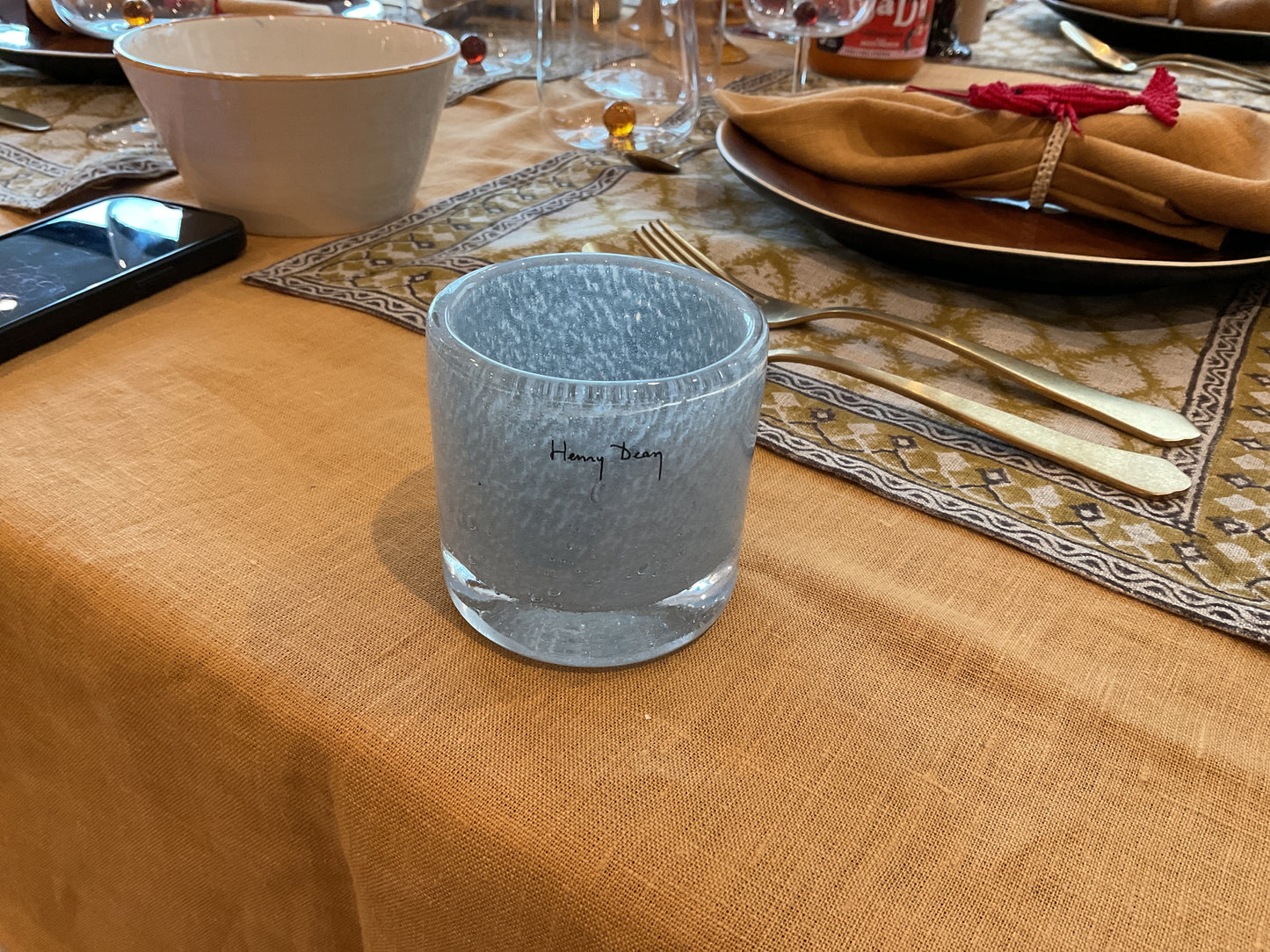 Small glass candle holder