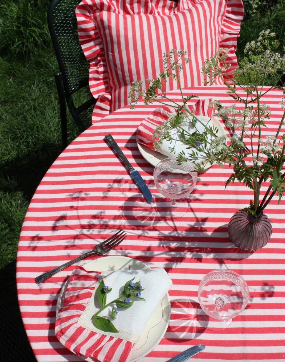 Napkin fringes striped set/2