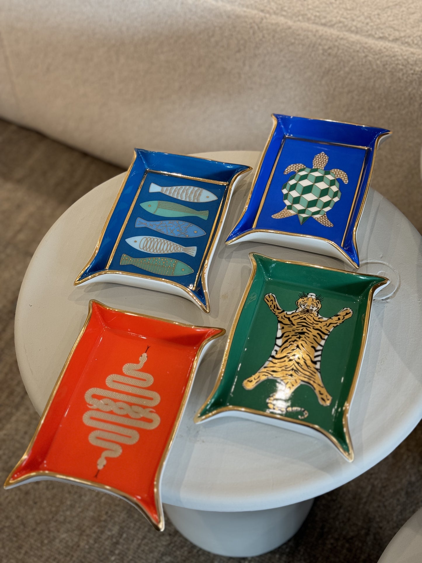 Colourful ceramic trays