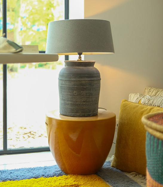 Rustic Grey Stone Table Lamp