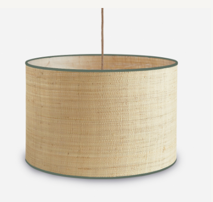 Raffia lampshade with olive edge