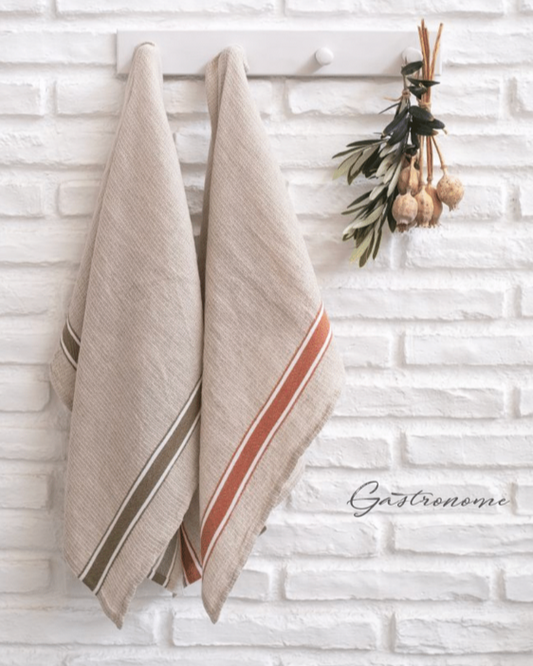 Striped linen kitchen towels