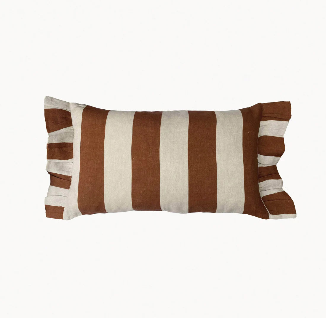 Cinnamon oyster striped pillow