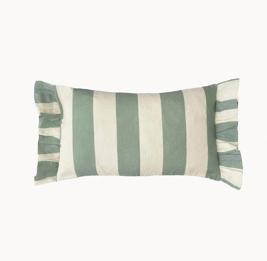 Sea green striped pillow