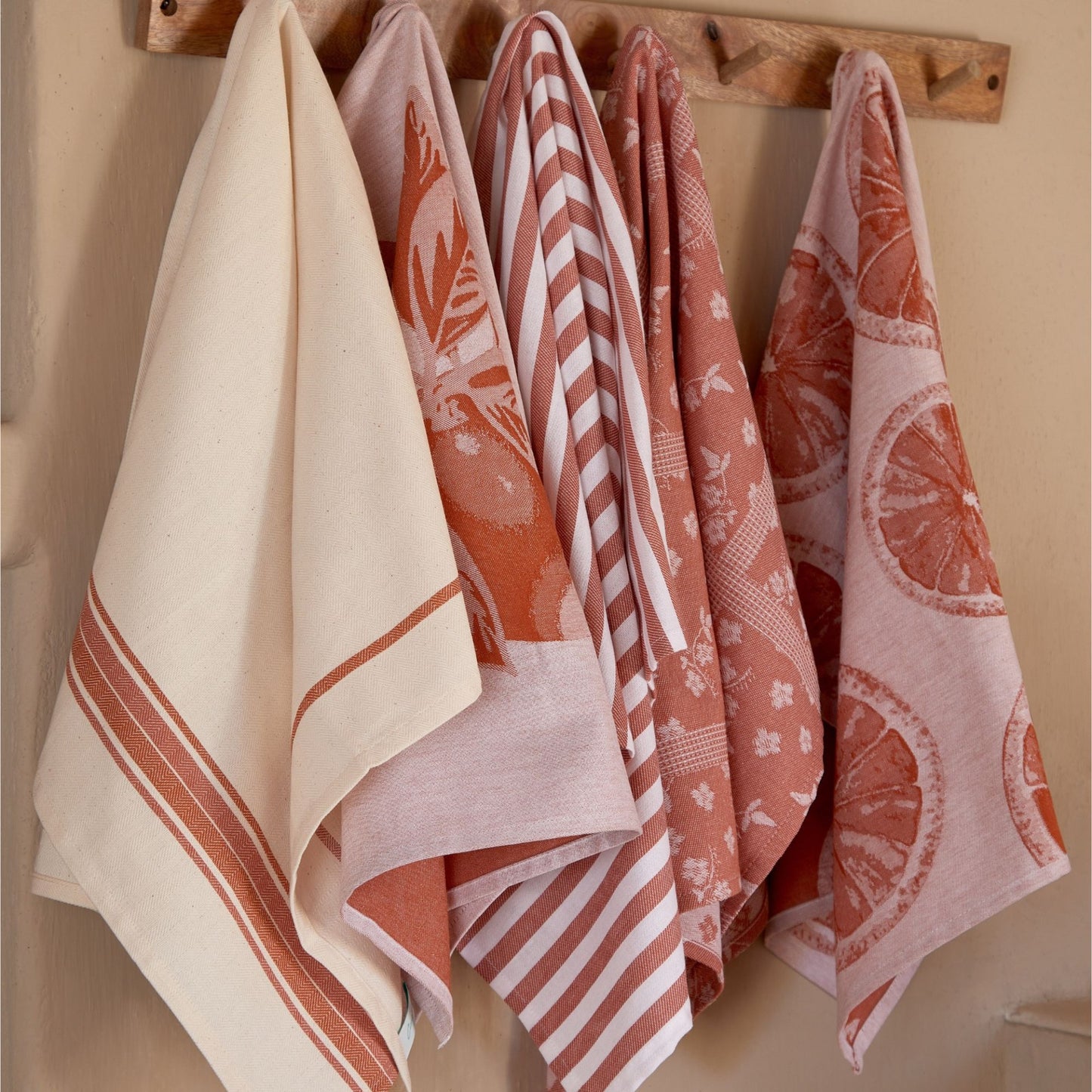 Embroidered kitchen towels with french stripes