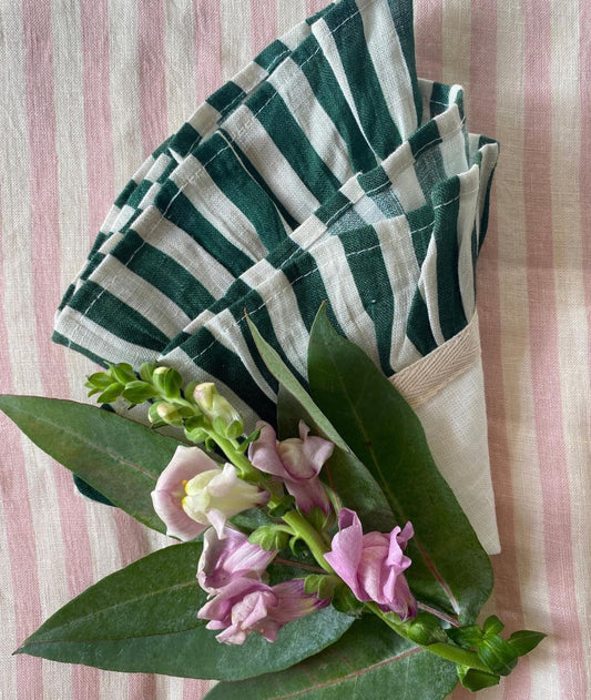 Napkin fringes striped set/2
