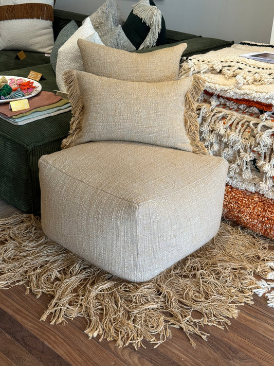 Linen ruffle pouf