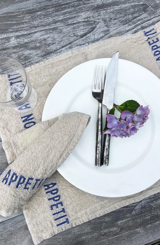 Bon Appetit placemat/napkin set of 6