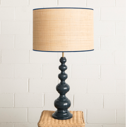 Raffia lampshade with olive edge