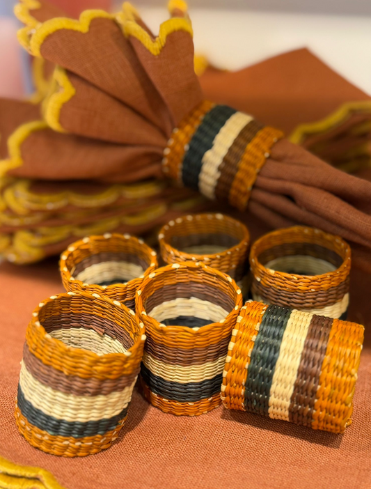 Straw napkin rings set of 6