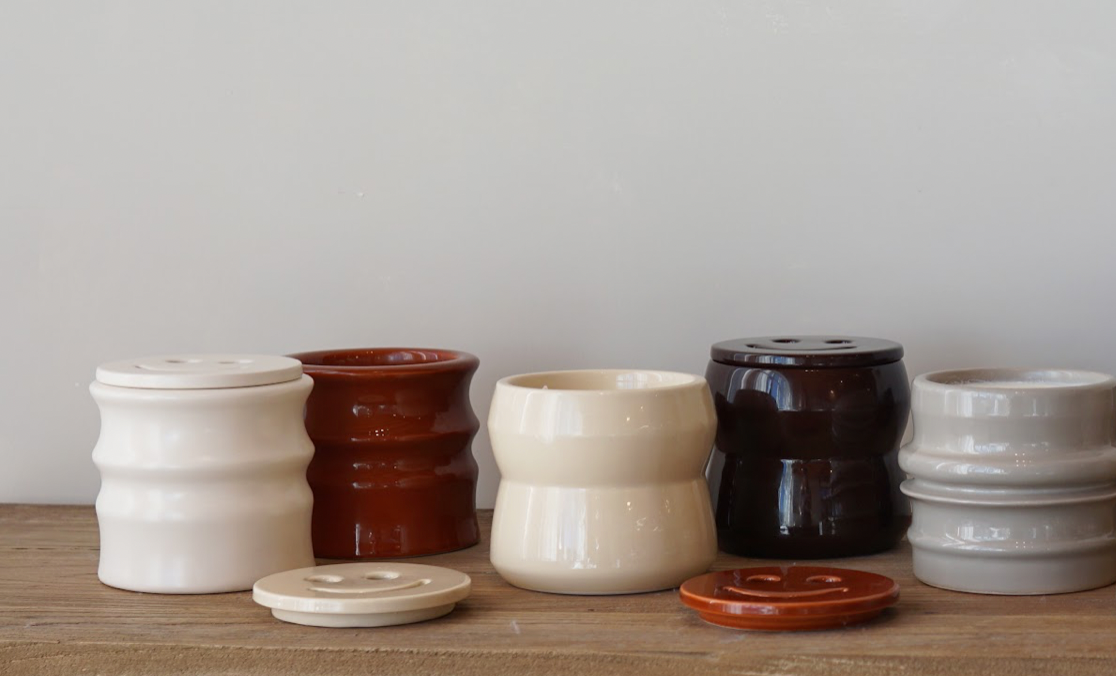 Happy ceramic candles