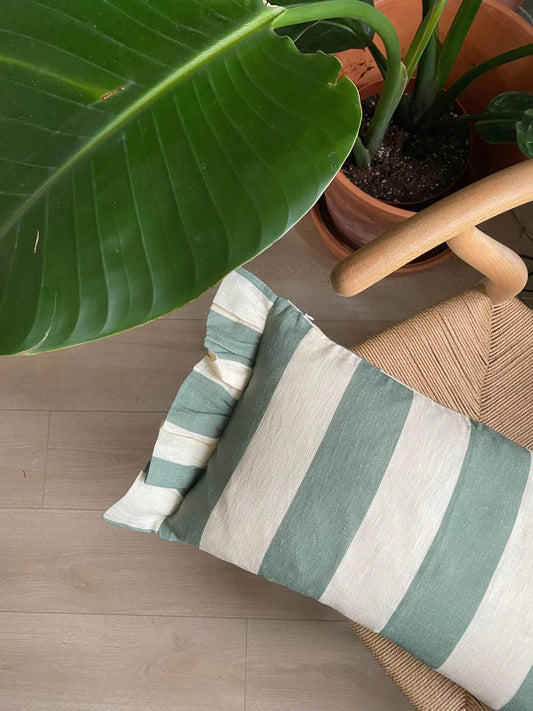 Sea green striped pillow